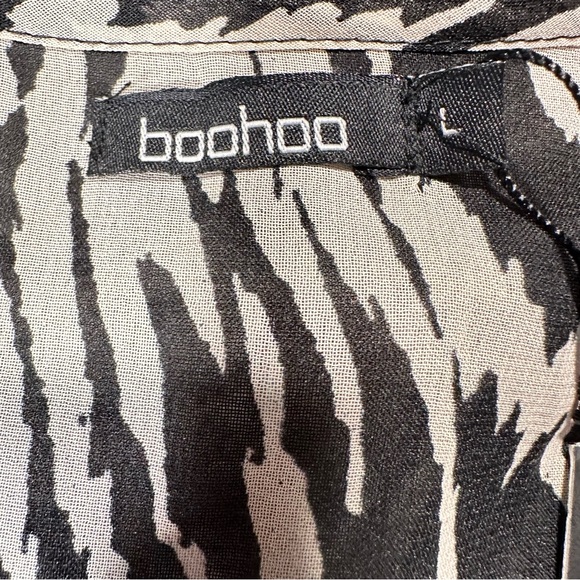 Boohoo Lydia Monochrome Zebra Print Maxi Beach Kaftan Size Large Black - Picture 8 of 11